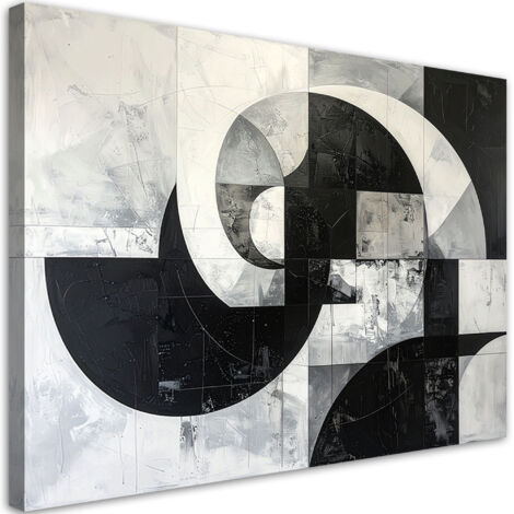 Wandbild Geometrische Abstraktion schwarz-weiß 90x60 cm