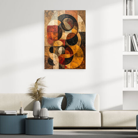 Wandbild Geometrische Kreise in Erdtönen 60x90