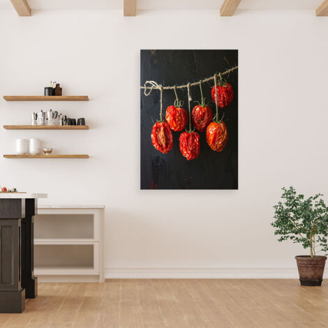 Wandbild Getrocknete Tomaten auf schwarzem Hintergrund 60x90