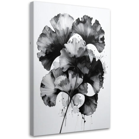 Wandbild Ginkgo Blätter Schwarz-Weiß 70x100 cm
