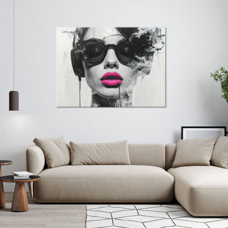 Wandbild Glamouröse Frau Modernes Schwarz-Weiß-Porträt 100x70