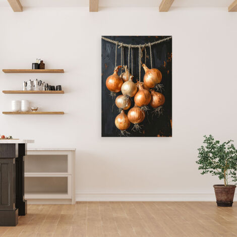 Wandbild Goldene Zwiebeln Gemüse 70x100