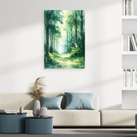 Wandbild Grüner Wald Landschaft Natur im skandinavischen Boho Stil 70x100