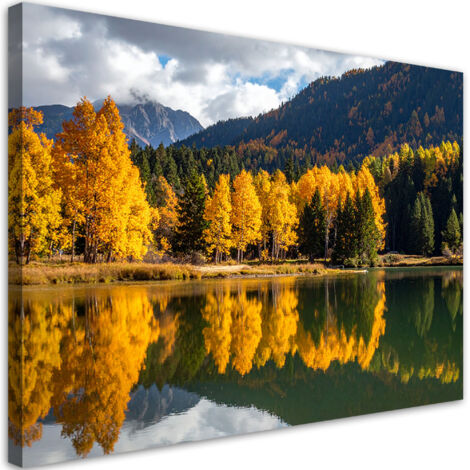 Wandbild Herbstlandschaft See Berge Natur 60x40 cm