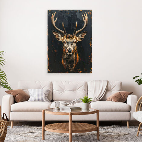 Wandbild Hirschkopf auf schwarzem Hintergrund 40x60
