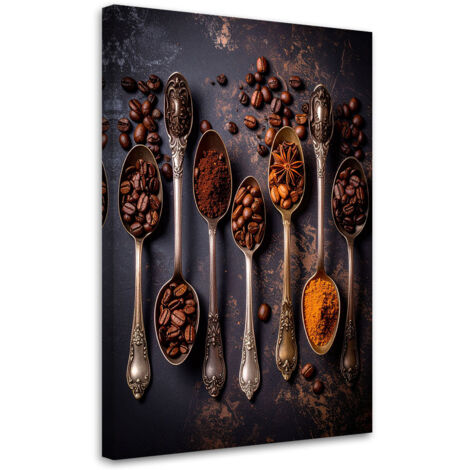 Wandbild Kaffee und silberne Löffel 40x60 cm
