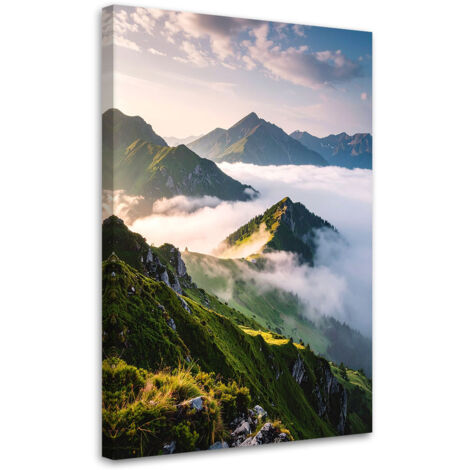 Wandbild Landschaft Aussicht Berge im Nebel 40x60 cm