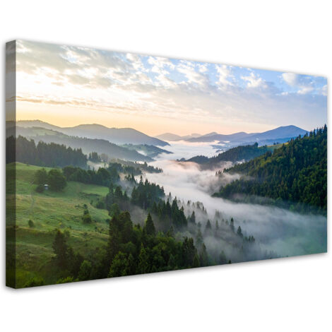 Wandbild Landschaft Berge im Nebel Natur 80x40 cm