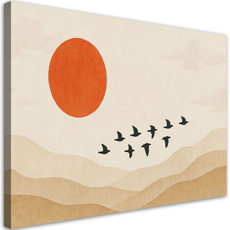 Wandbild Landschaft Vögel Abstraktion 90x60 cm