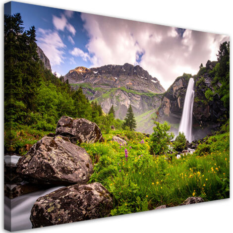 Wandbild Landschaft Wasserfall Berge Natur 60x40 cm