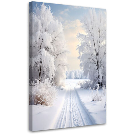 Wandbild Landschaft Winter Schnee Straße Bäume 40x60 cm