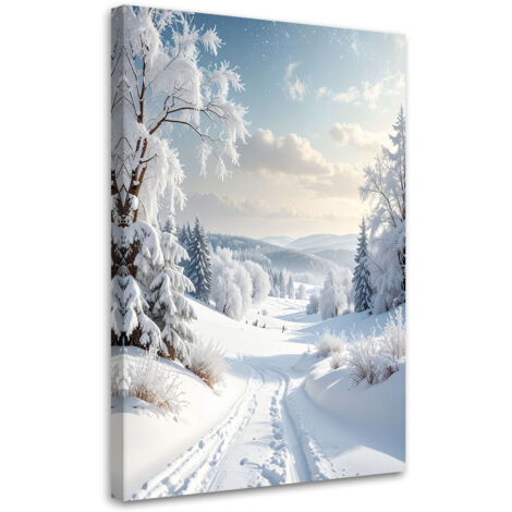 Wandbild Landschaft Winter Schnee Straße Bäume 40x60 cm