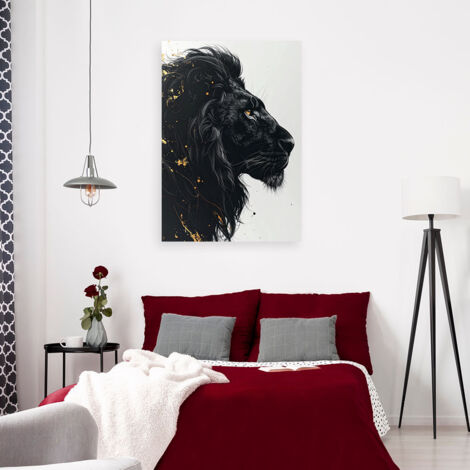 Wandbild Löwe Tier Glamour Gold Schwarz Weiß 40x60