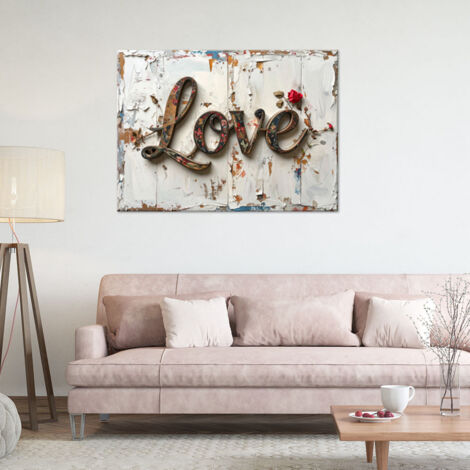 Wandbild Love Schild Shabby Chic Stil 100x70