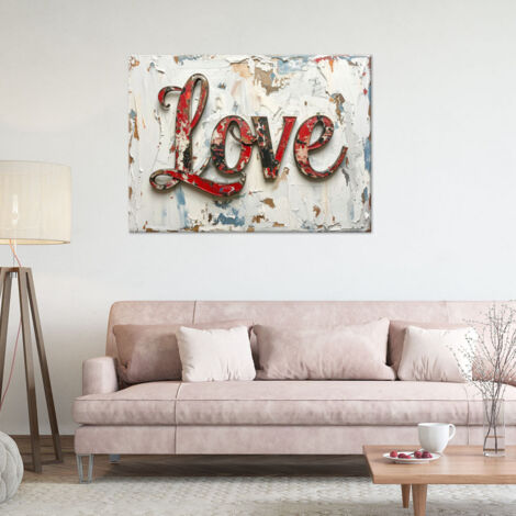 Wandbild Love Schild Vintage Stil 90x60