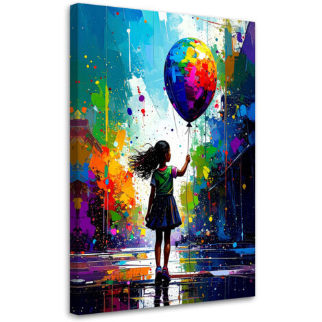 Wandbild Mädchen mit Ballon Graffiti Street Art 70x100 cm