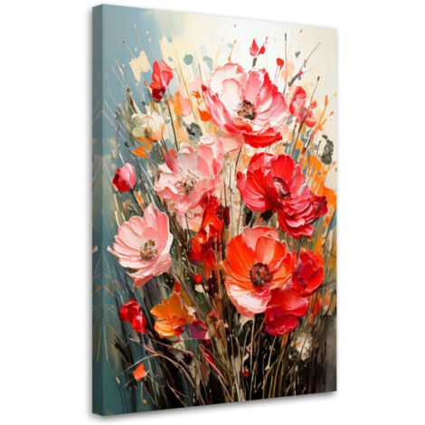 Wandbild modern Blumen Mohnblumen Impasto 40x60 cm