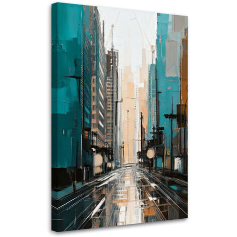 Wandbild modern Stadt Straße Türkis 40x60 cm