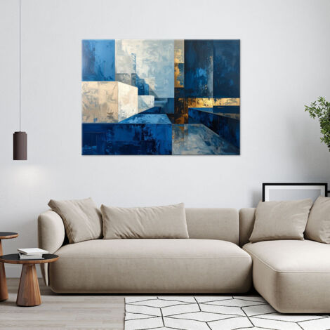 Wandbild Moderne Abstraktion blau beige 100x70