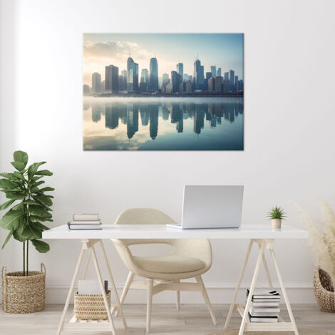 Wandbild Moderne Gebäude Stadt im Nebel 60x40