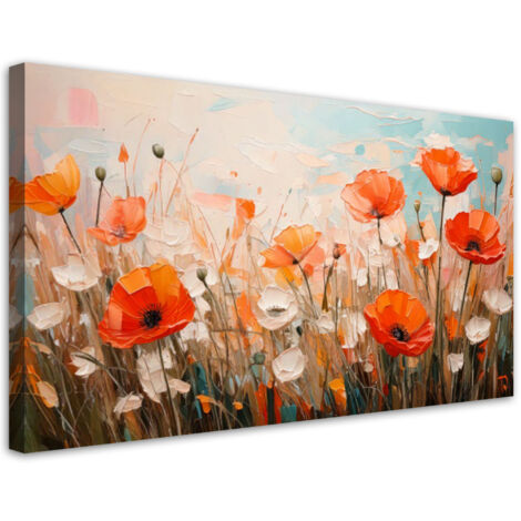 Wandbild Mohnblumen Blumen auf einer Wiese 80x40 cm
