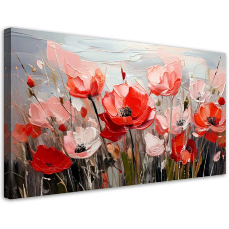 Wandbild Mohnfeld Blumen 80x40 cm