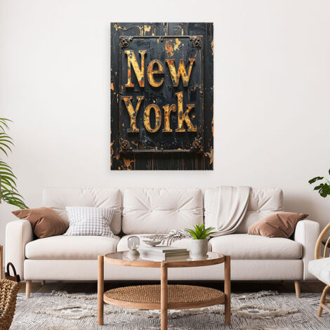 Wandbild New York Typografie Schriftzug imitierte Farbe 60x90
