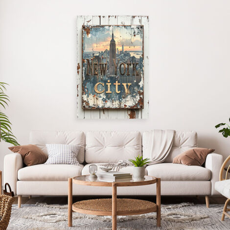 Wandbild New York Vintage Schriftzug 60x90