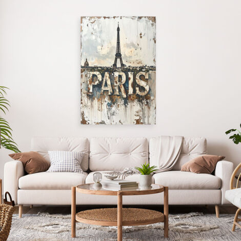Wandbild Paris Shabby Chic Schriftzug 40x60