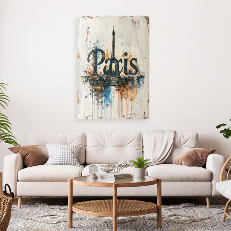 Wandbild Paris Shabby Chic Vintage Schriftzug 40x60