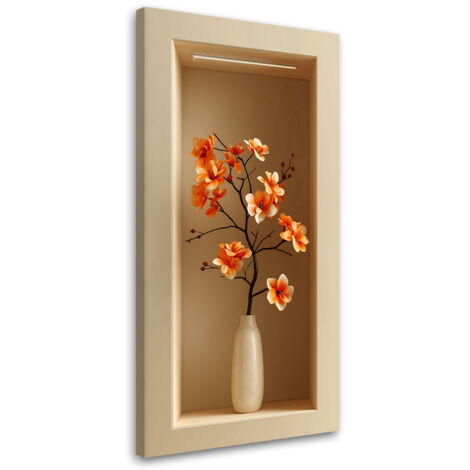 Wandbild Pflanzenblumen in einer Vase in einer Vertiefung 40x80 cm