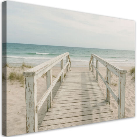 Wandbild Pier Strand Meer im Shabby Chic Stil 60x40 cm