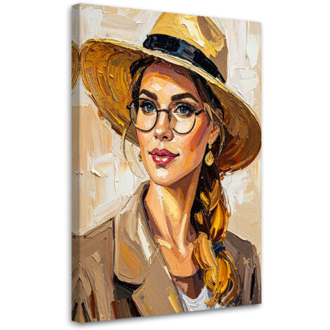 Wandbild Porträt Frau mit Hut 40x60 cm