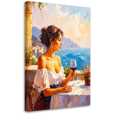 Wandbild Porträt Frau Wein Landschaft 60x90 cm