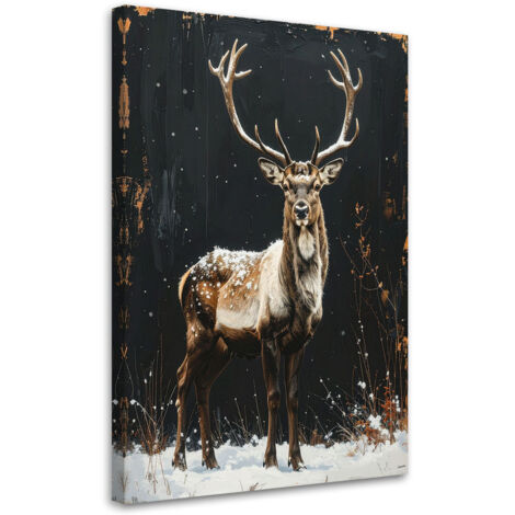 Wandbild Rentier Winter Schnee Weihnachtsbäume 40x60 cm