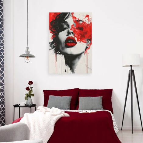 Wandbild Rote Lippen Modern Schwarz Rot 70x100