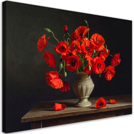 Wandbild Rote Mohnblumen Blumenstrauß in einer Vase 60x40 cm