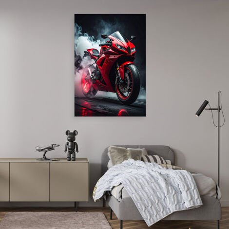 Wandbild Roter Motorradrennfahrer 60x90