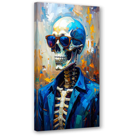 Wandbild Schädel mit Brille 50x100 cm