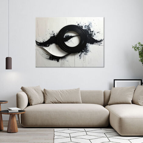 Wandbild Schwarz-weiße Unendlichkeitsform-Abstraktion 60x40