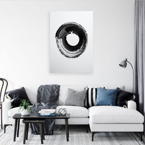 Wandbild Schwarz weißer Kreis Imitation Malerei Abstraktion 40x60