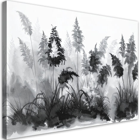 Wandbild Schwarz-weißes Pampasgras 90x60 cm