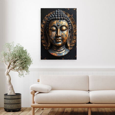 Wandbild Schwarze Buddha Statue Zen Spa Orient 60x90