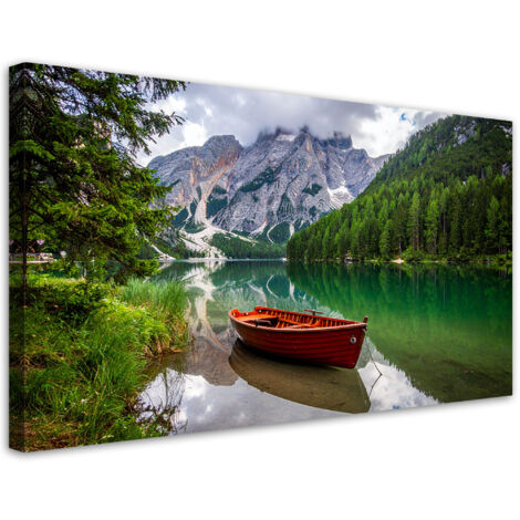 Wandbild See Boot Berge Landschaft 100x50 cm