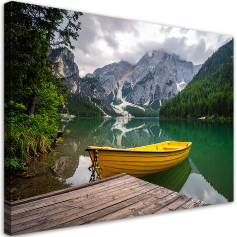 Wandbild See Boot Berge Landschaft 60x40 cm