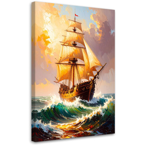 Wandbild Segelschiff auf rauer See 60x90 cm