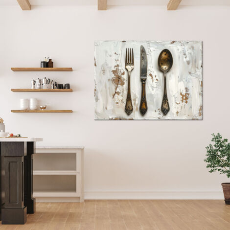 Wandbild Shabby-Chic-Besteck 90x60