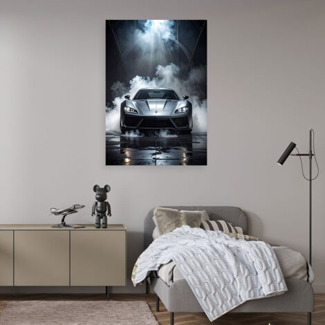 Wandbild Silberner Sportwagen 70x100