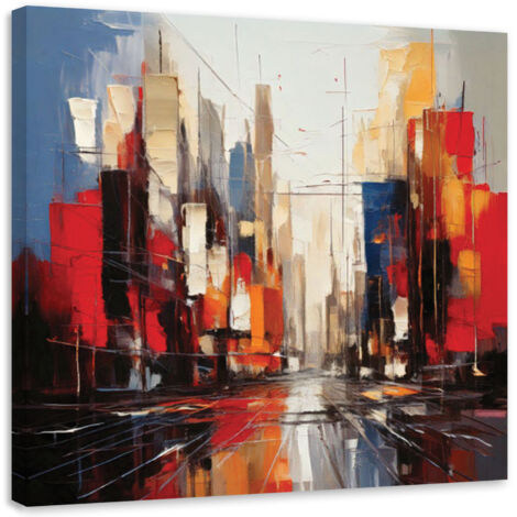 Wandbild Stadt Abstraktion Rot 30x30 cm