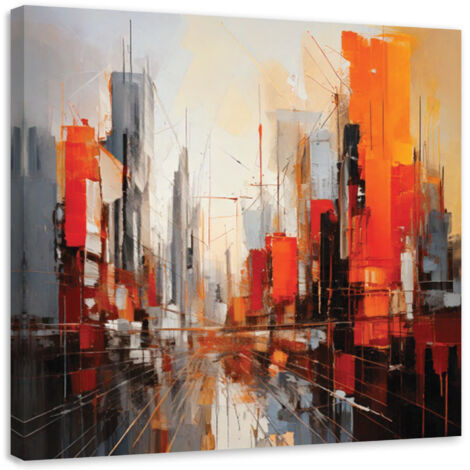 Wandbild Stadt Moderne Abstraktion Rot 30x30 cm